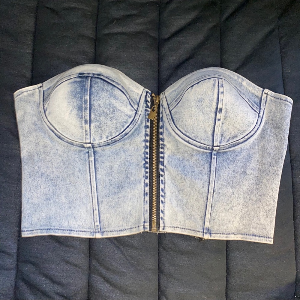 Denim Zipper Tube top